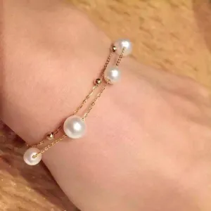 18k Yellow Gold Natural Freshwater Pearl Bracelet