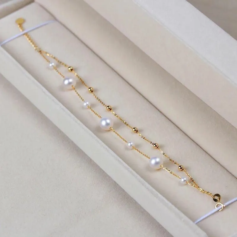 18k Yellow Gold Natural Freshwater Pearl Bracelet