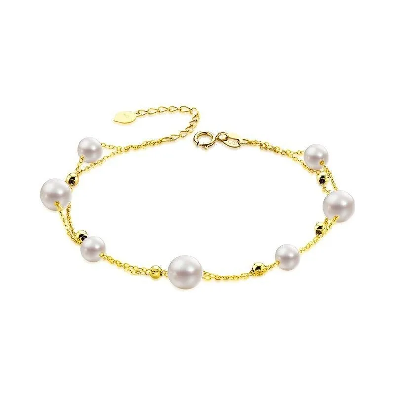18k Yellow Gold Natural Freshwater Pearl Bracelet