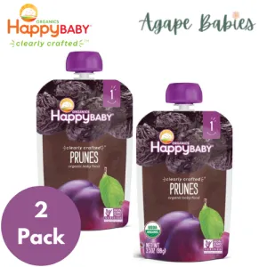 [2 Pack] Happy Baby Happy Family Happy Baby Stage 1 (6  Months) Clearly Crafted - Prune, 99g Exp: 04/25
