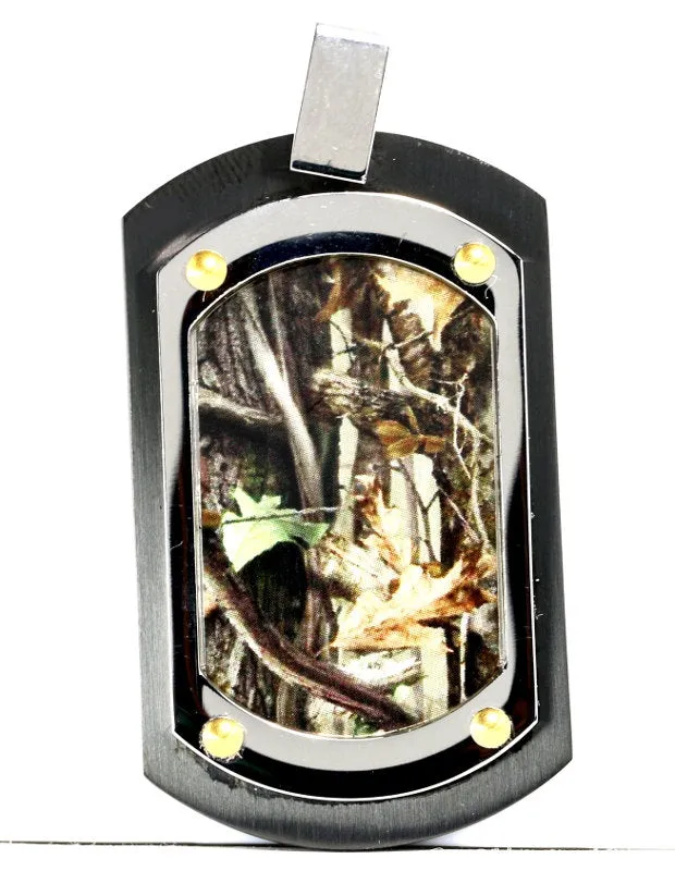 3 pc Black Camo Jewelry Set Hunting Bracelet Ring Dog Tag