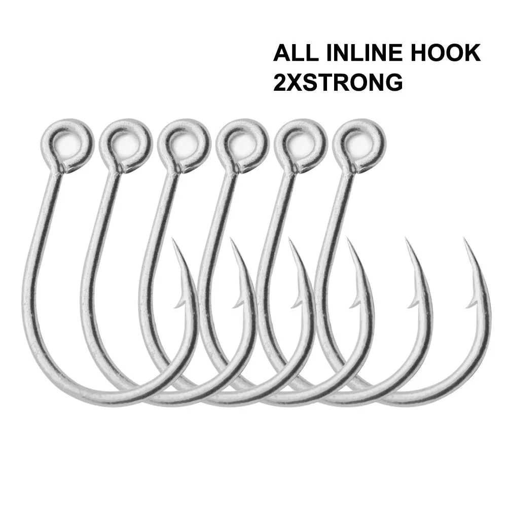 30pcs 2X Strong Single Lure Hooks All Inline Tin-plated Fishing Tackle