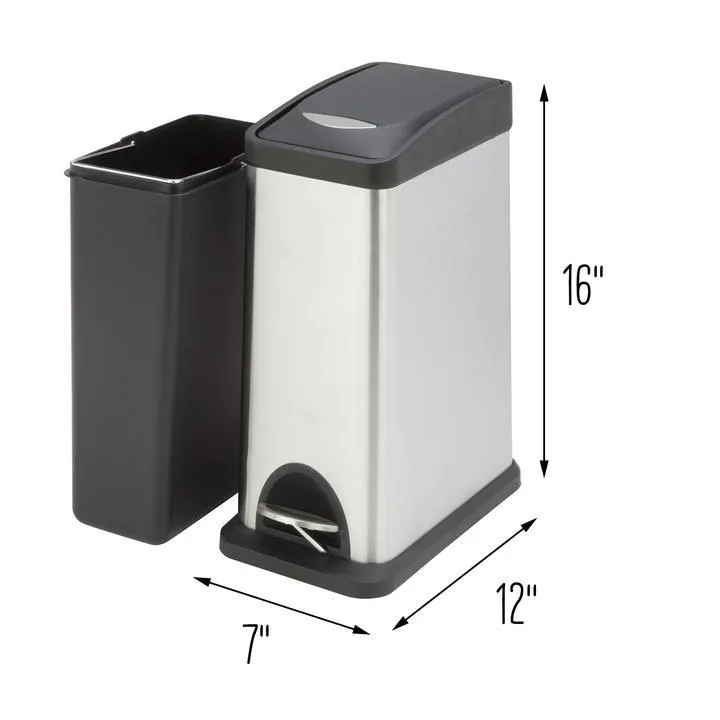 8L RECTANGULAR SS STEP CAN