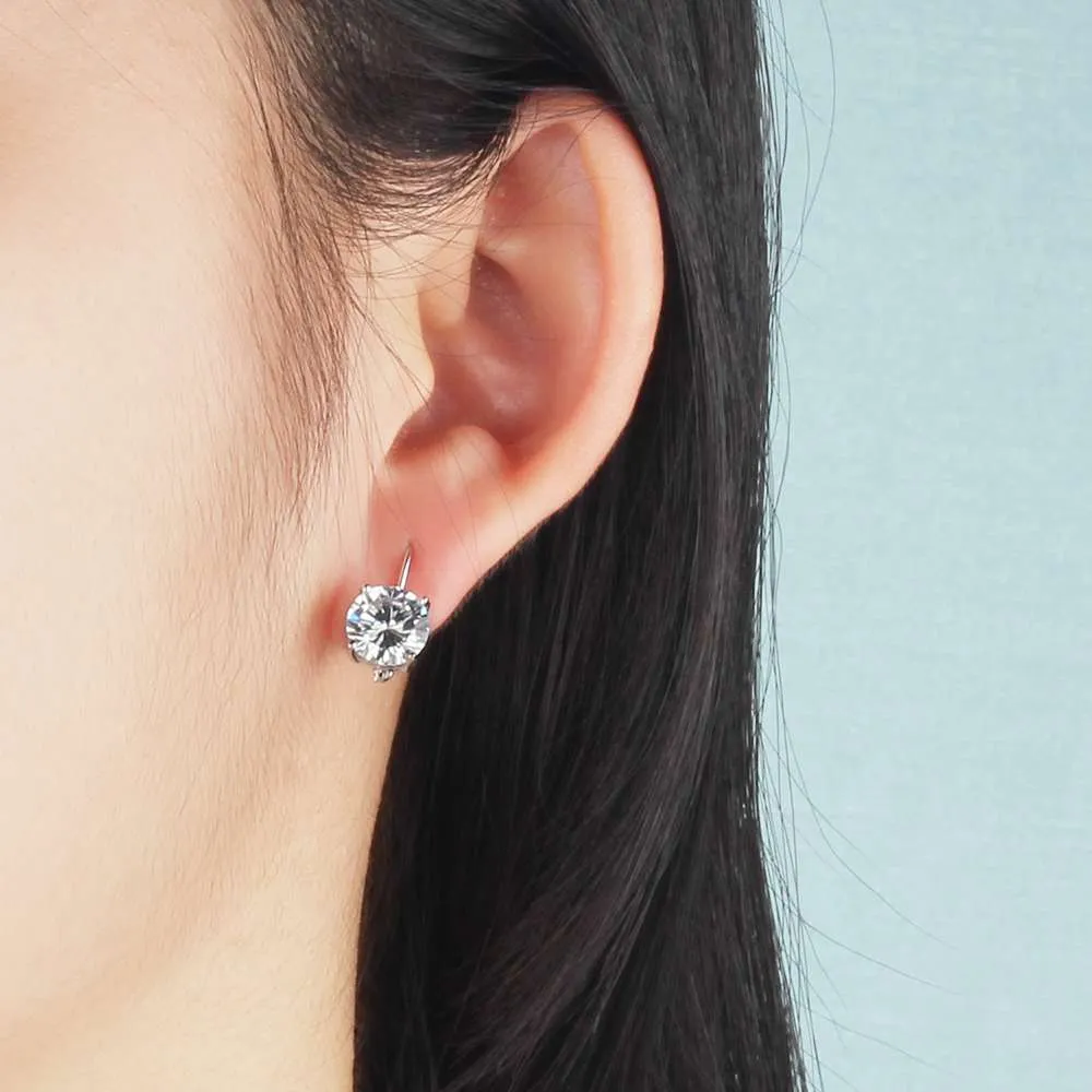 8mm Cubic Zirconia Solid 925 Sterling Silver Hoop Earrings For Women Romantic Style Jewelry Gift For Friend