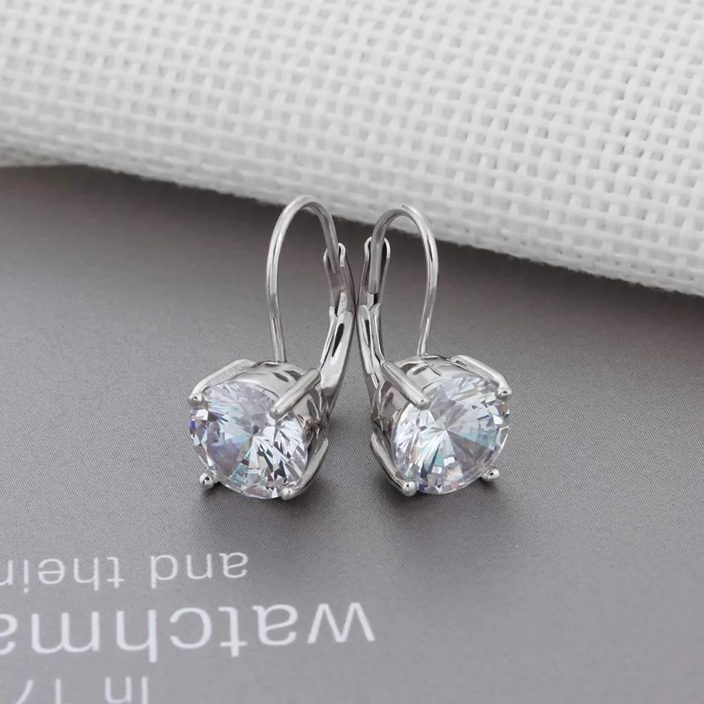 8mm Cubic Zirconia Solid 925 Sterling Silver Hoop Earrings For Women Romantic Style Jewelry Gift For Friend