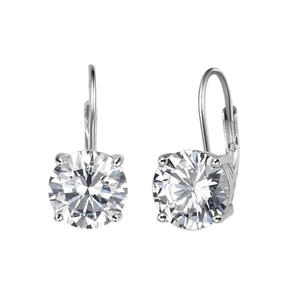 8mm Cubic Zirconia Solid 925 Sterling Silver Hoop Earrings For Women Romantic Style Jewelry Gift For Friend