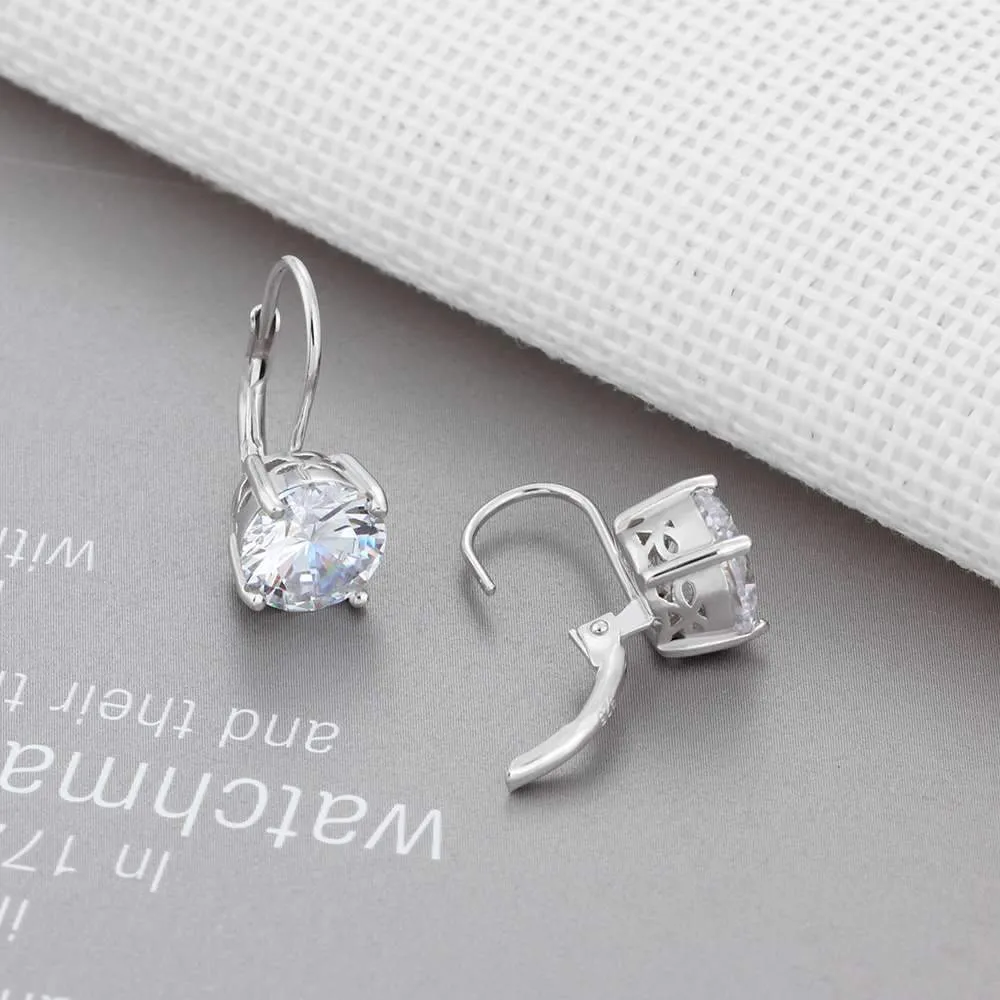 8mm Cubic Zirconia Solid 925 Sterling Silver Hoop Earrings For Women Romantic Style Jewelry Gift For Friend