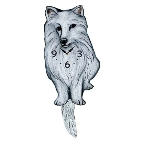 American Eskimo Dog Wagging Pendulum Clock