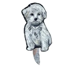 Bichon Frise Dog Wagging Pendulum Clock