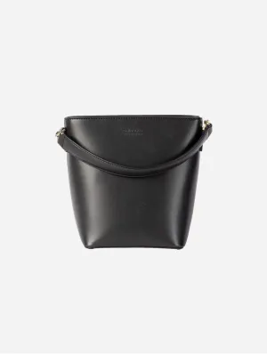 Bobbi Apple Leather Midi Vegan Bucket Bag | Black