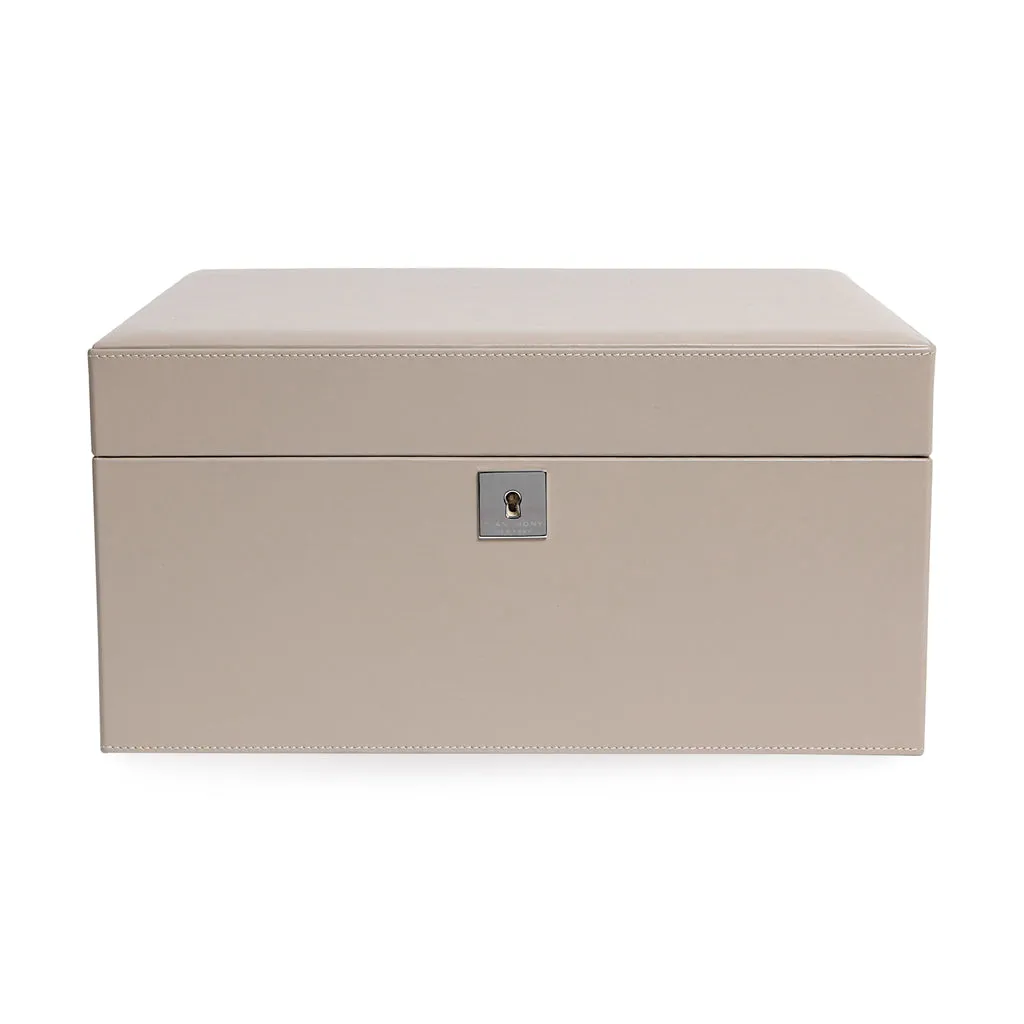 CALF LEATHER TWO TRAY JEWELRY BOX