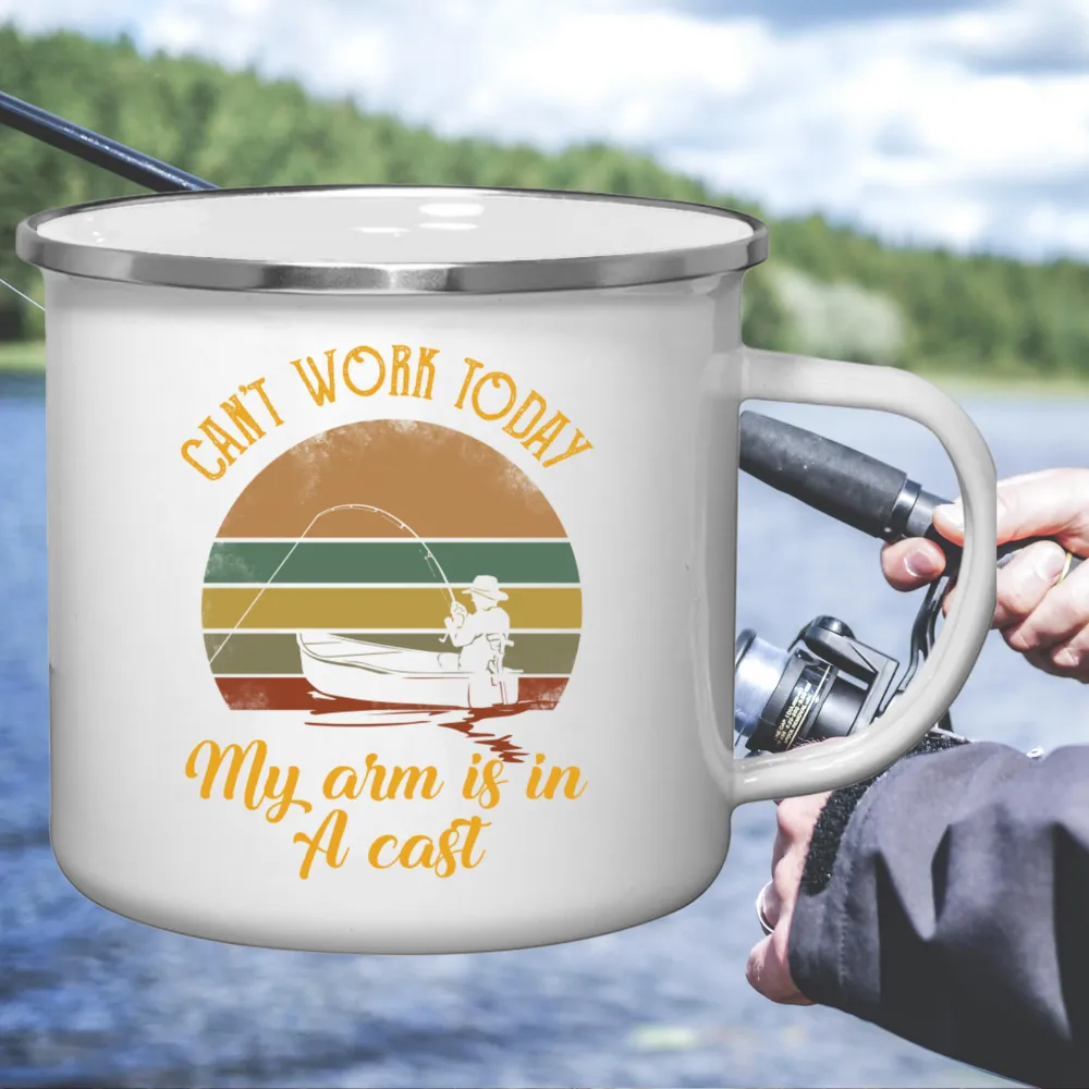 Can't Work Gone Fishing Retro Style Fishing And Camping Tin 12oz Mug