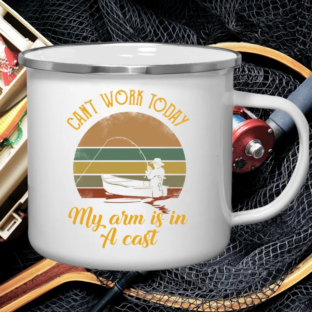 Can't Work Gone Fishing Retro Style Fishing And Camping Tin 12oz Mug