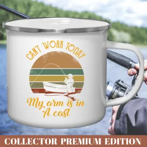 Can't Work Gone Fishing Retro Style Fishing And Camping Tin 12oz Mug