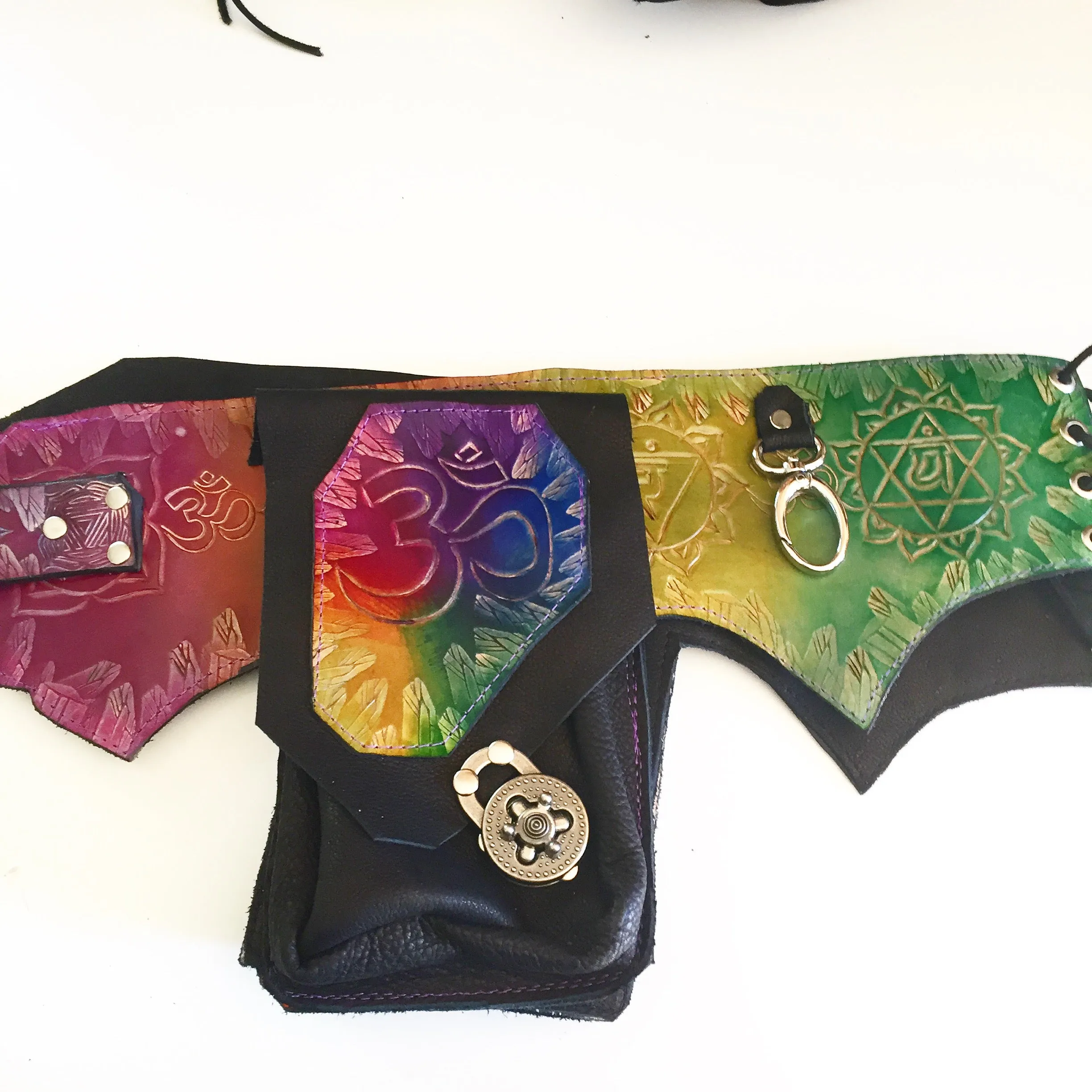 Carved Leather Utility Hip Belt