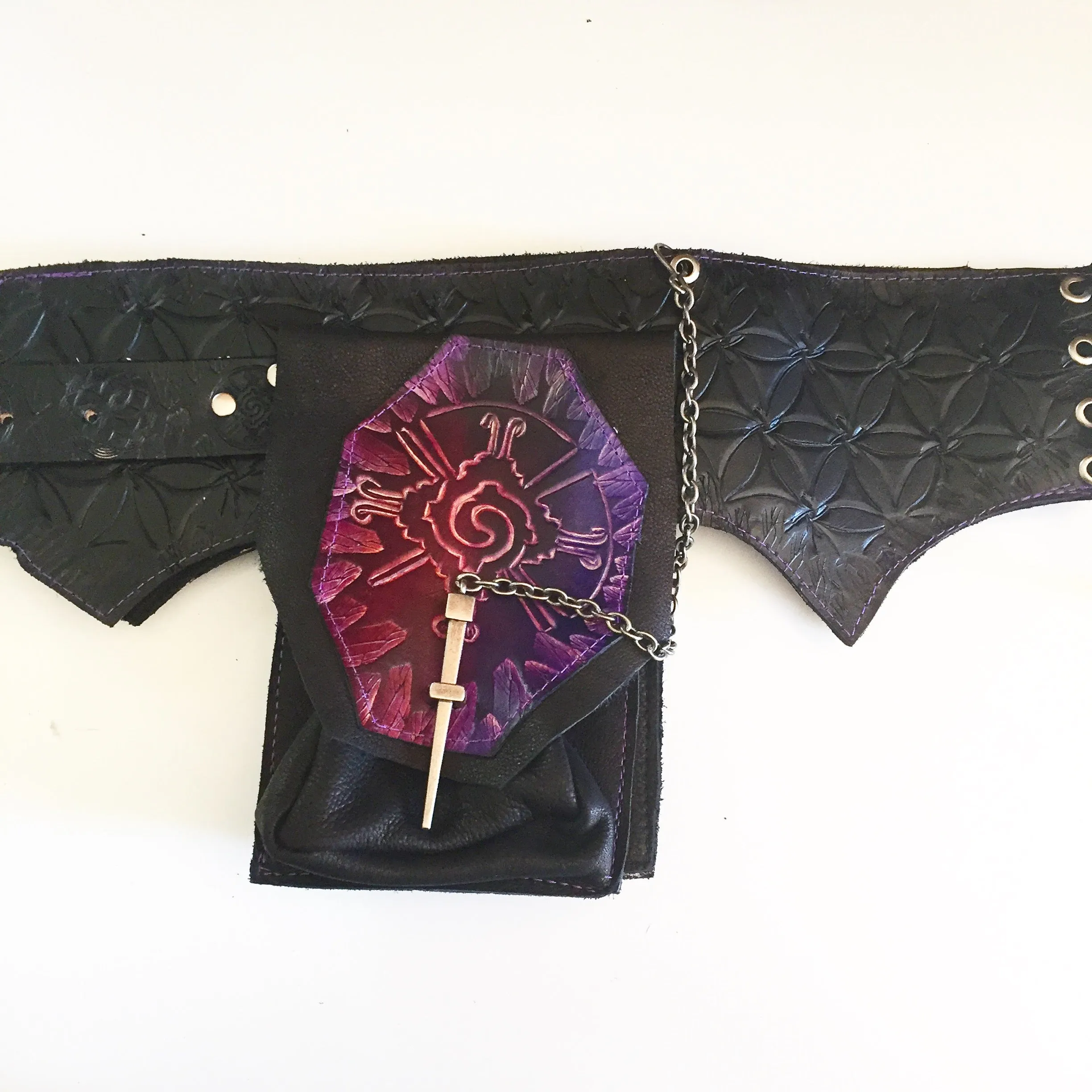 Carved Leather Utility Hip Belt