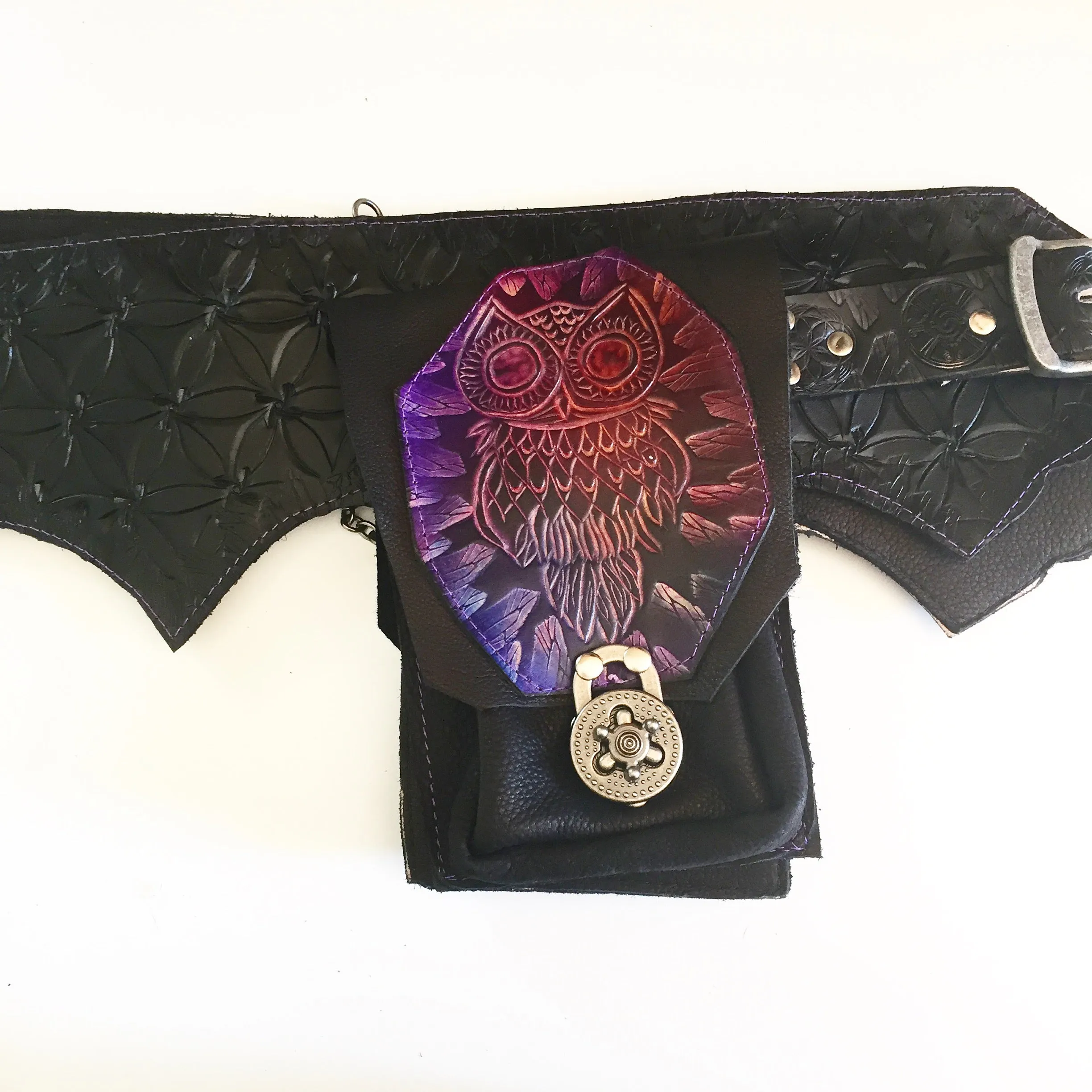 Carved Leather Utility Hip Belt