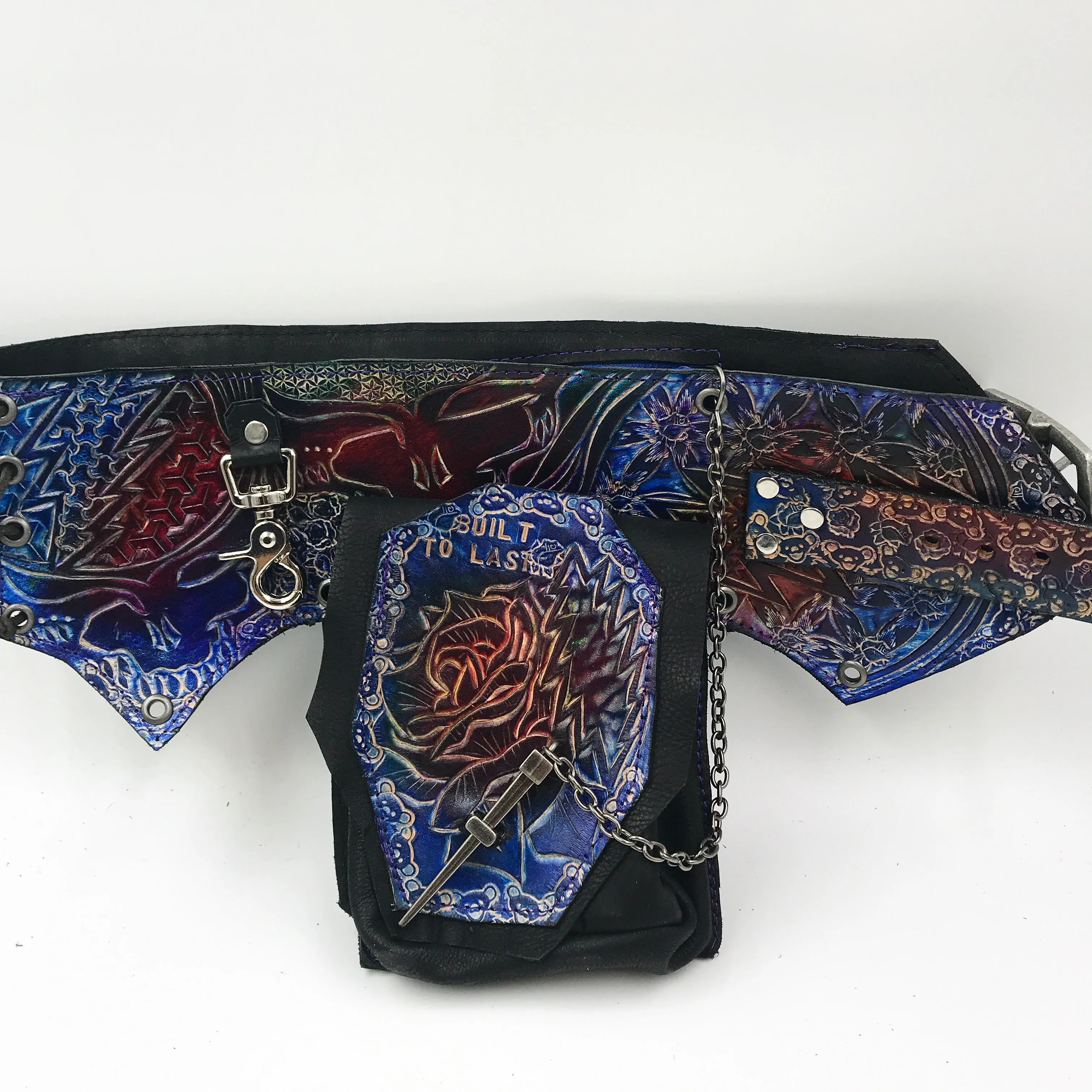 Carved Leather Utility Hip Belt