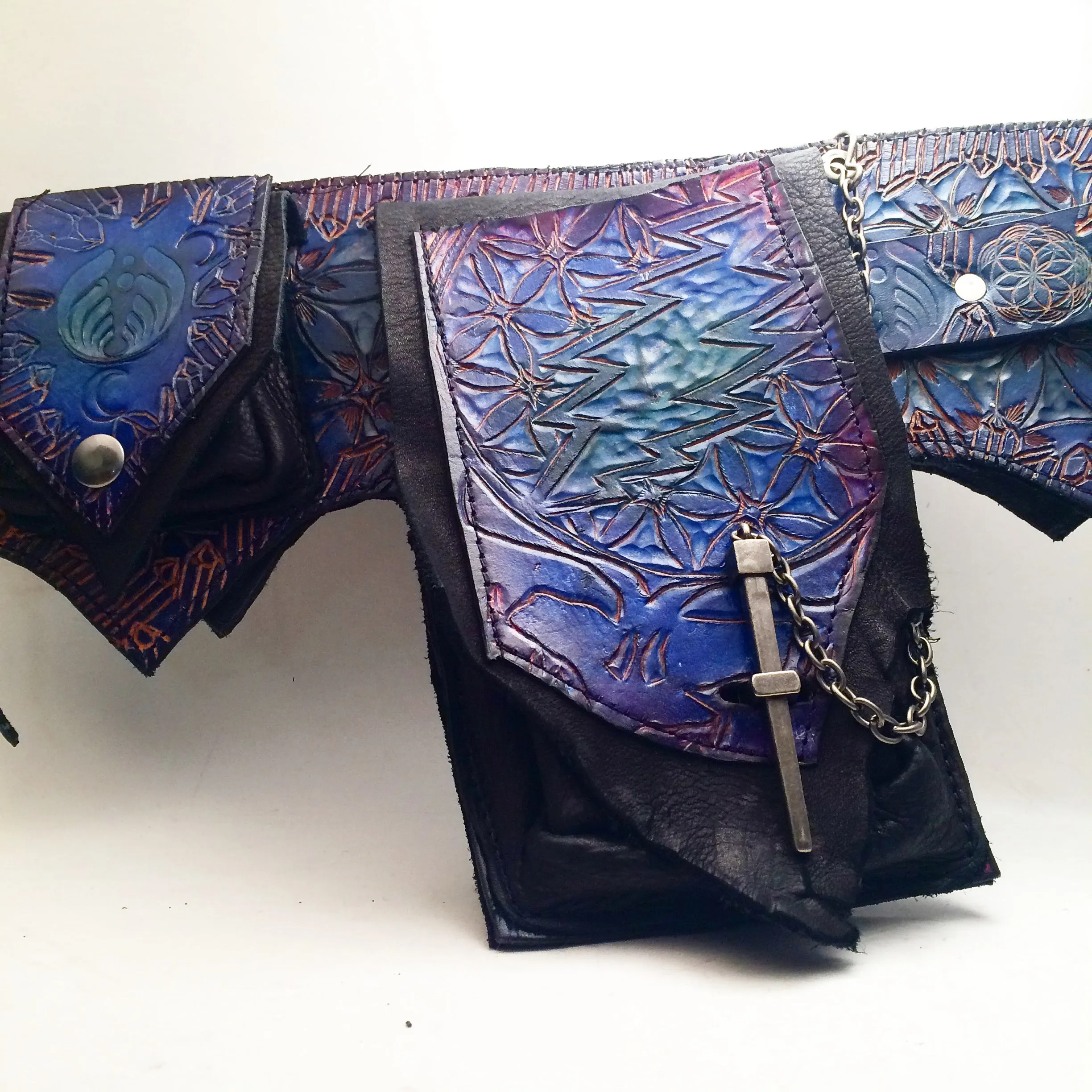 Carved Leather Utility Hip Belt