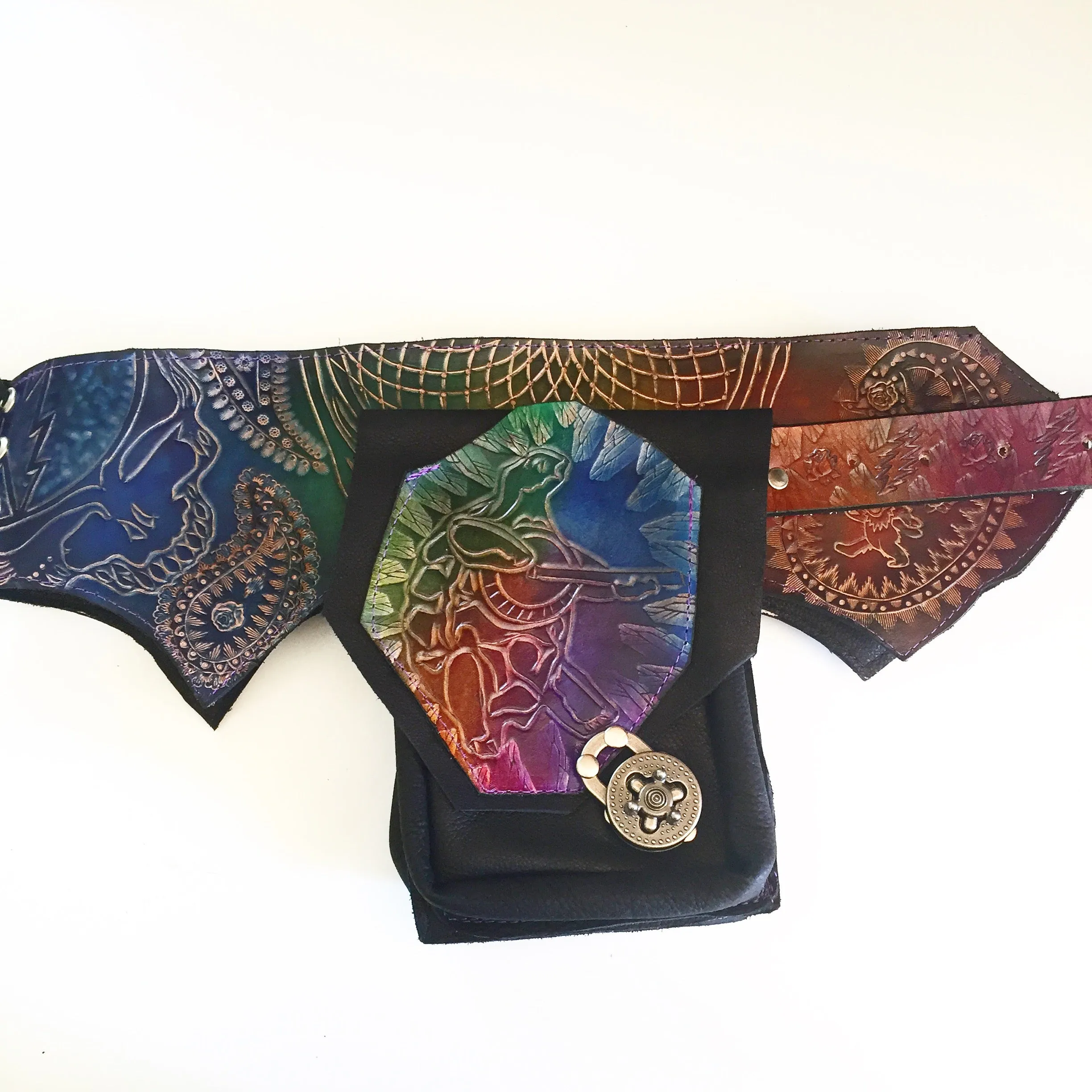 Carved Leather Utility Hip Belt