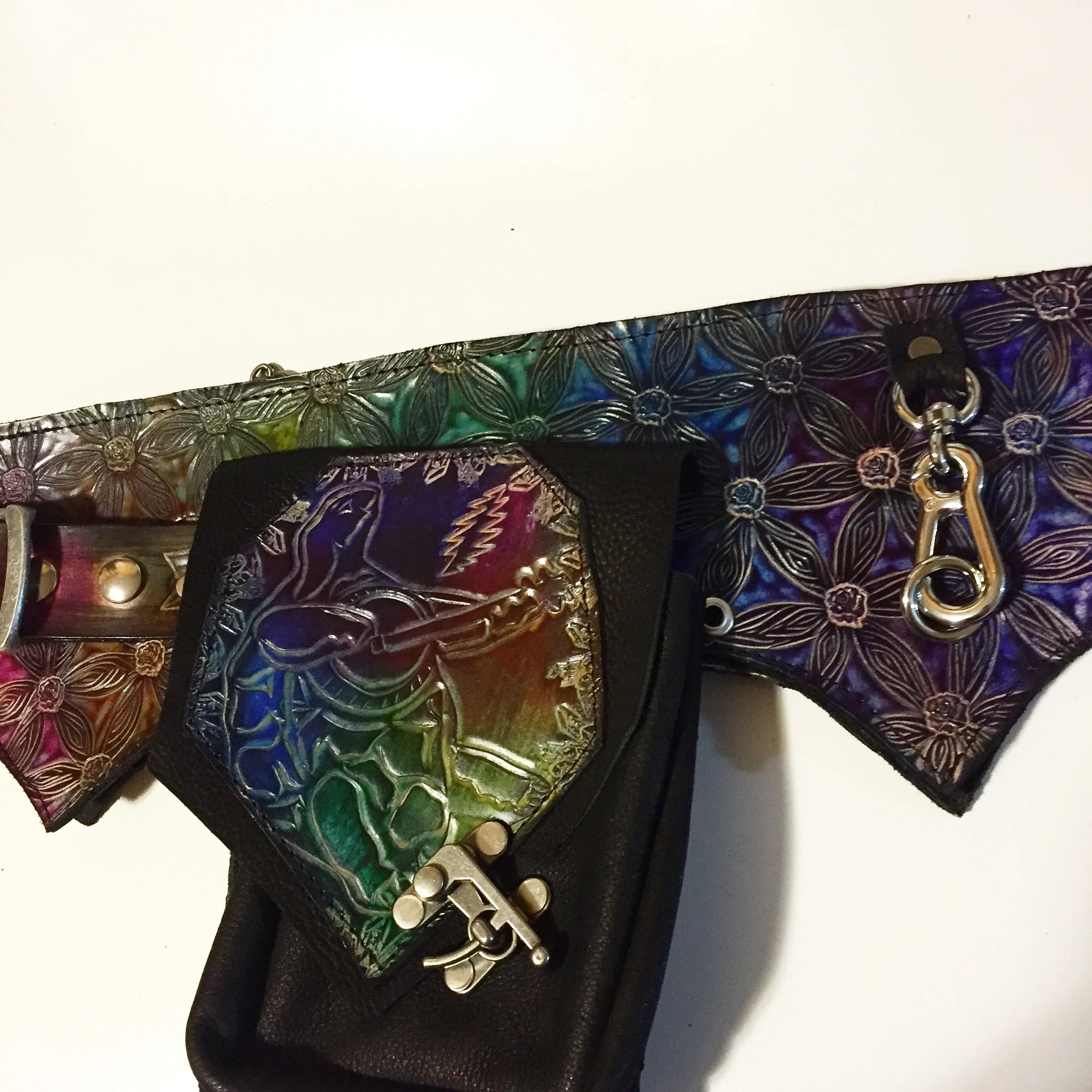 Carved Leather Utility Hip Belt