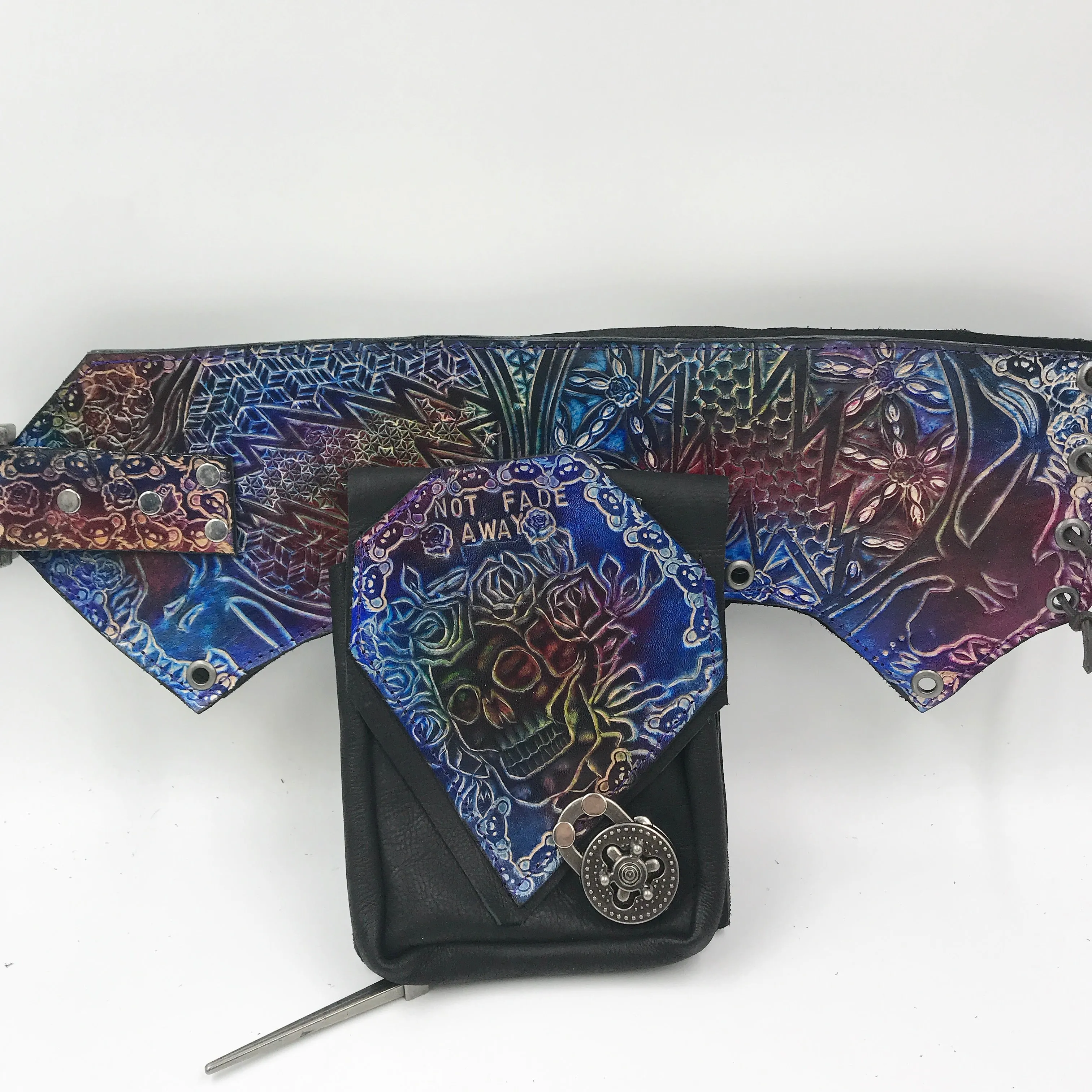 Carved Leather Utility Hip Belt