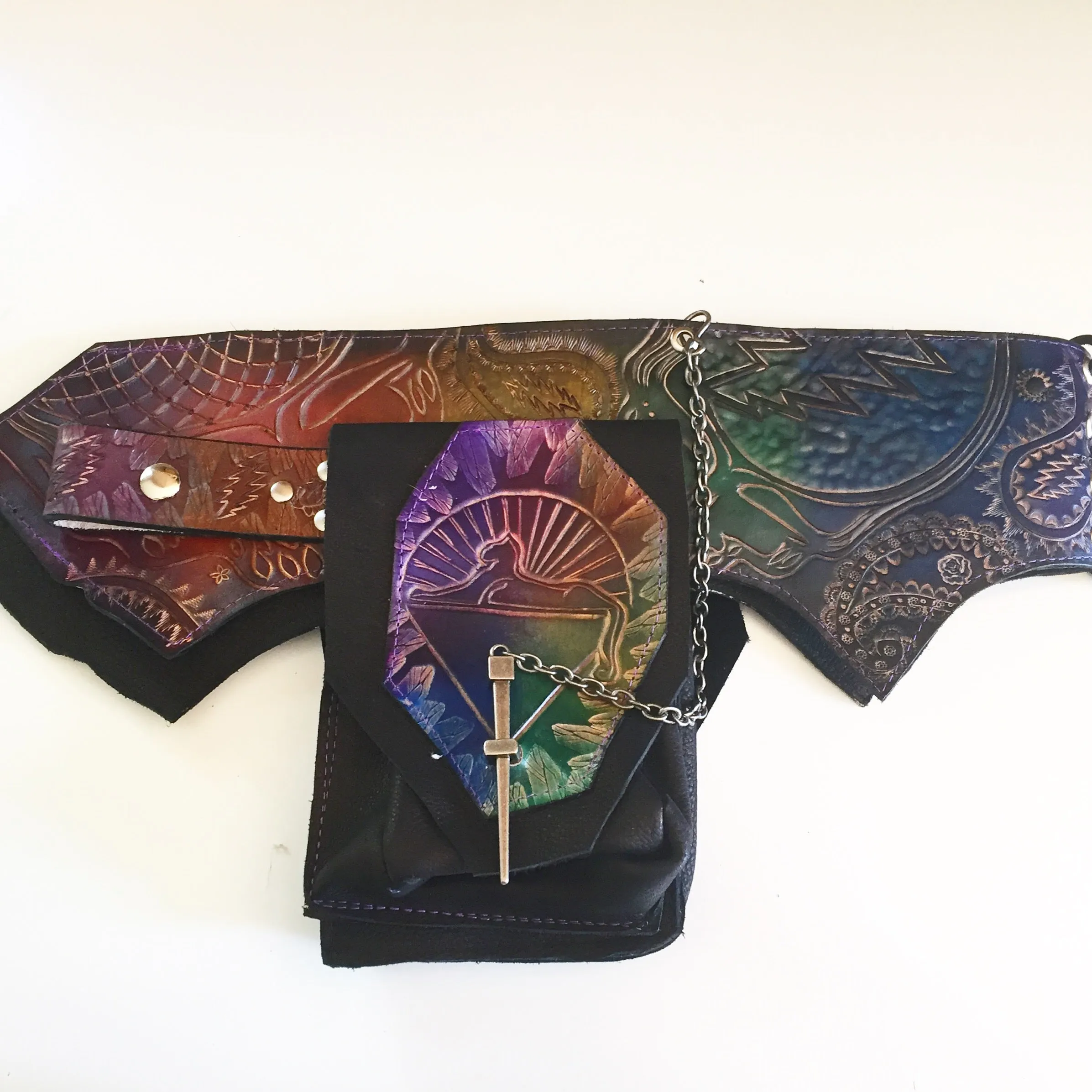 Carved Leather Utility Hip Belt