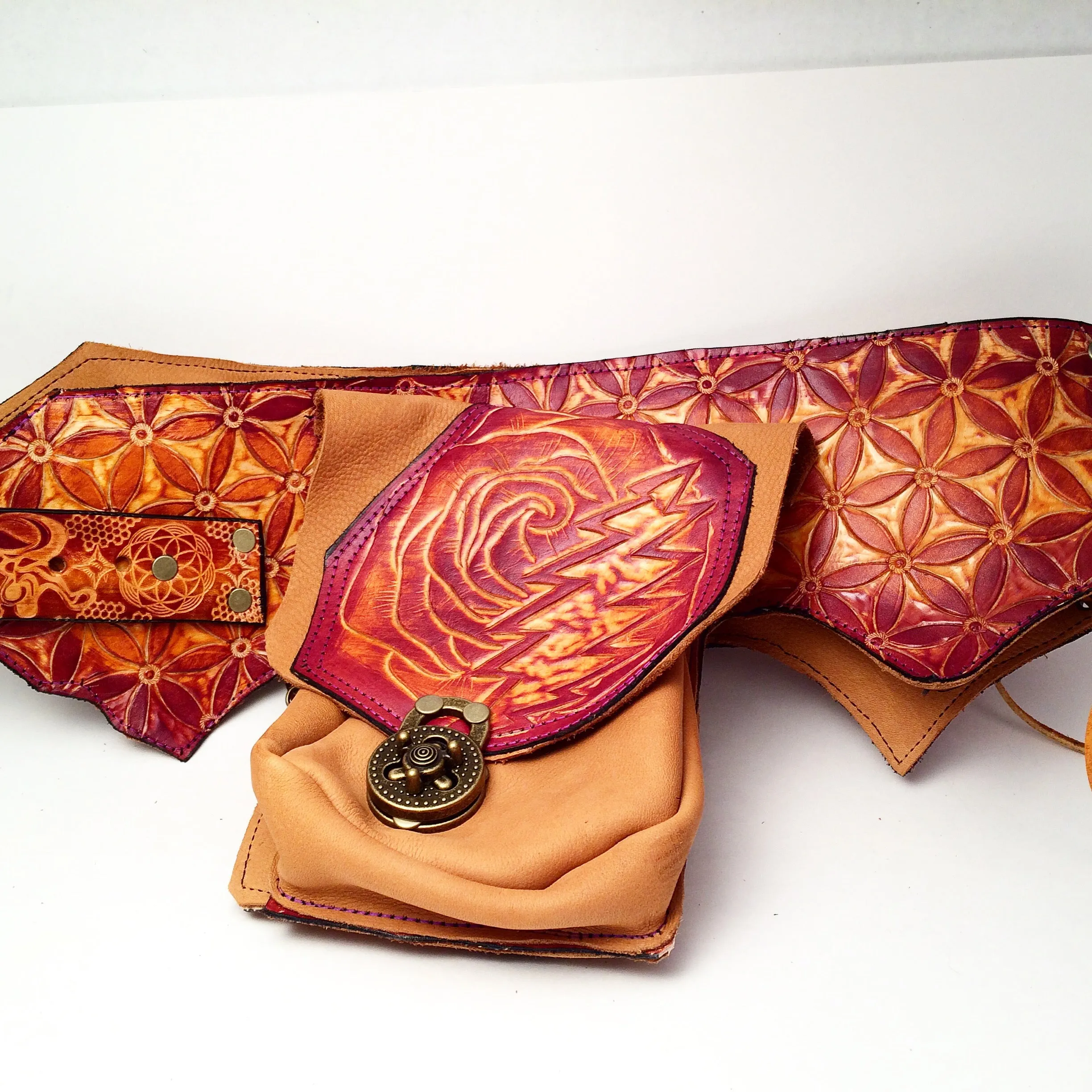 Carved Leather Utility Hip Belt