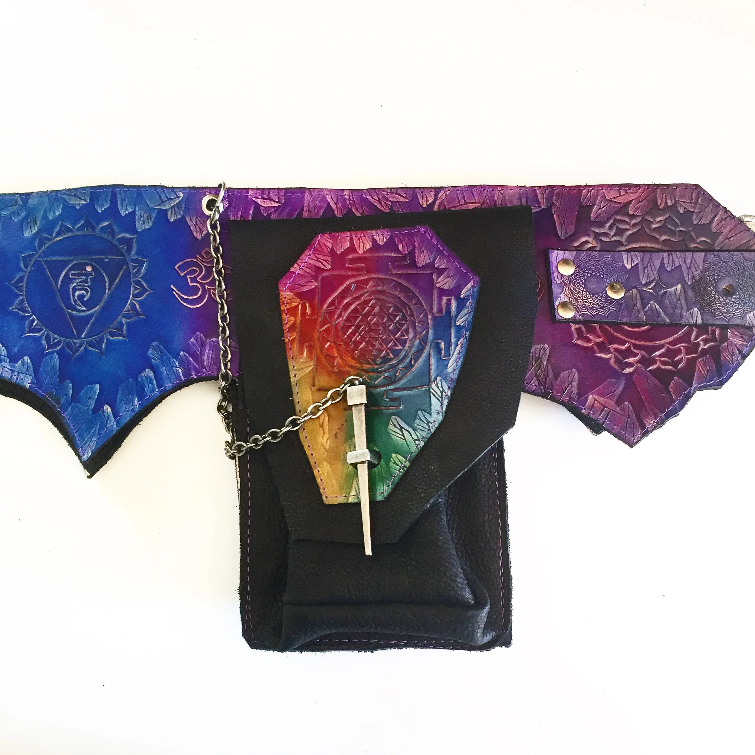 Carved Leather Utility Hip Belt