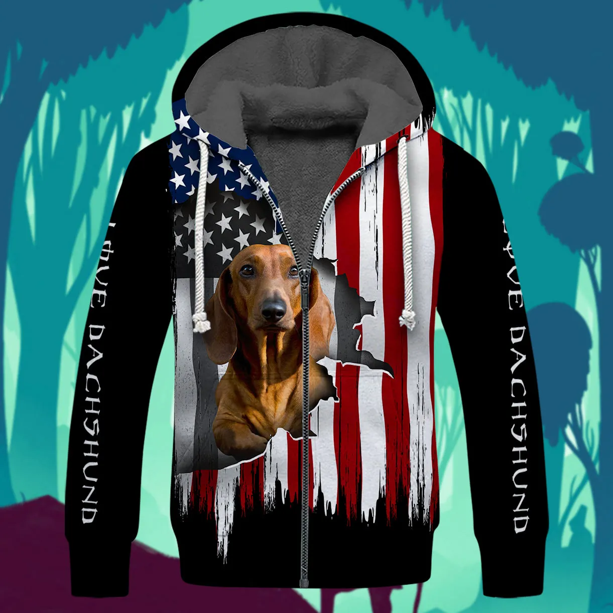Dachshund Flag American 3D Full Print Shirts