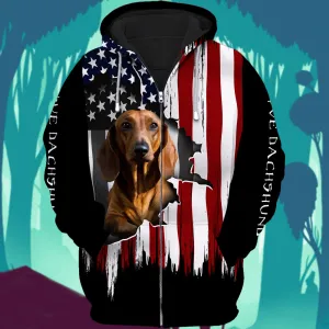 Dachshund Flag American 3D Full Print Shirts