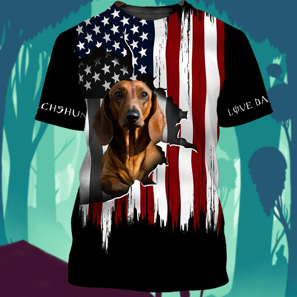 Dachshund Flag American 3D Full Print Shirts
