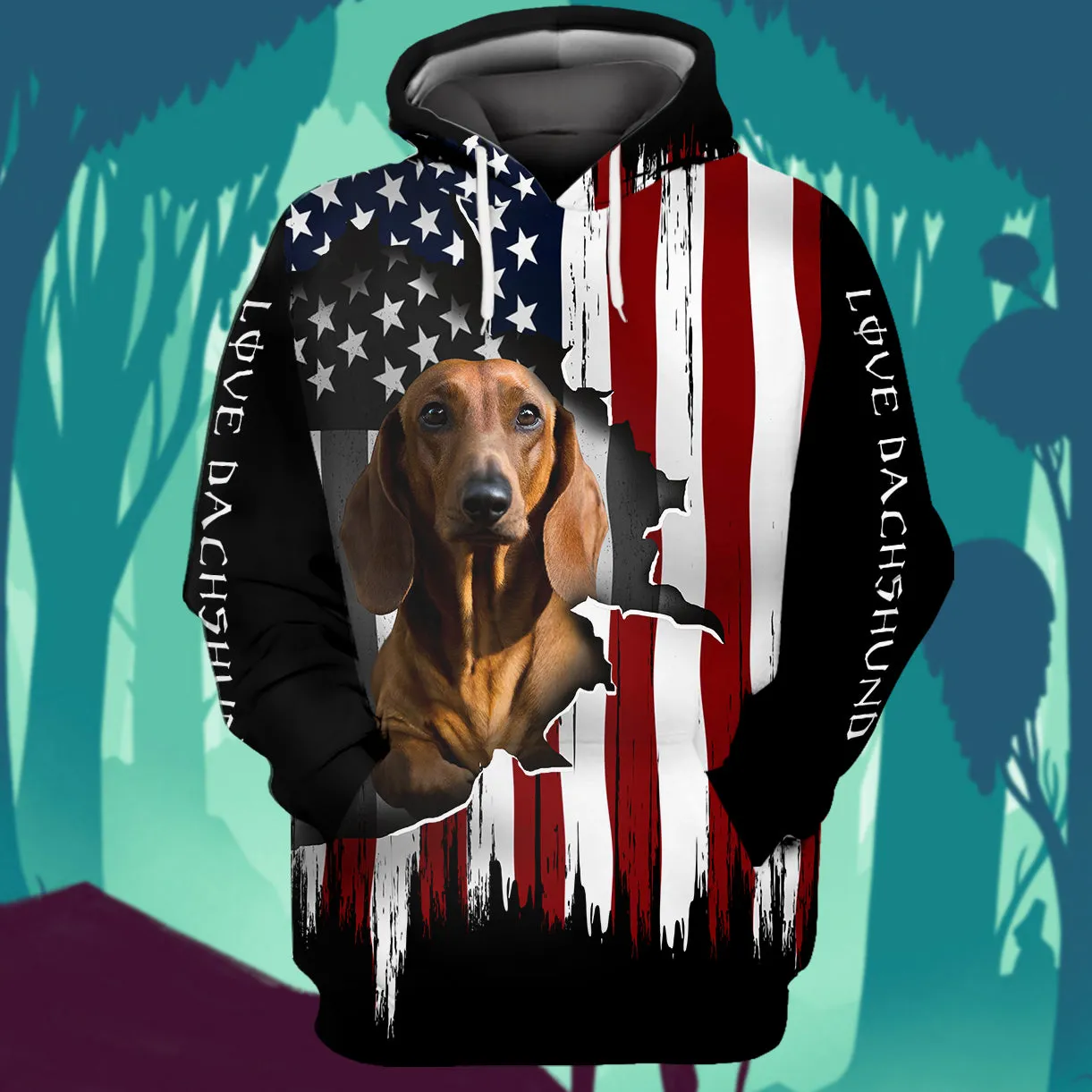 Dachshund Flag American 3D Full Print Shirts