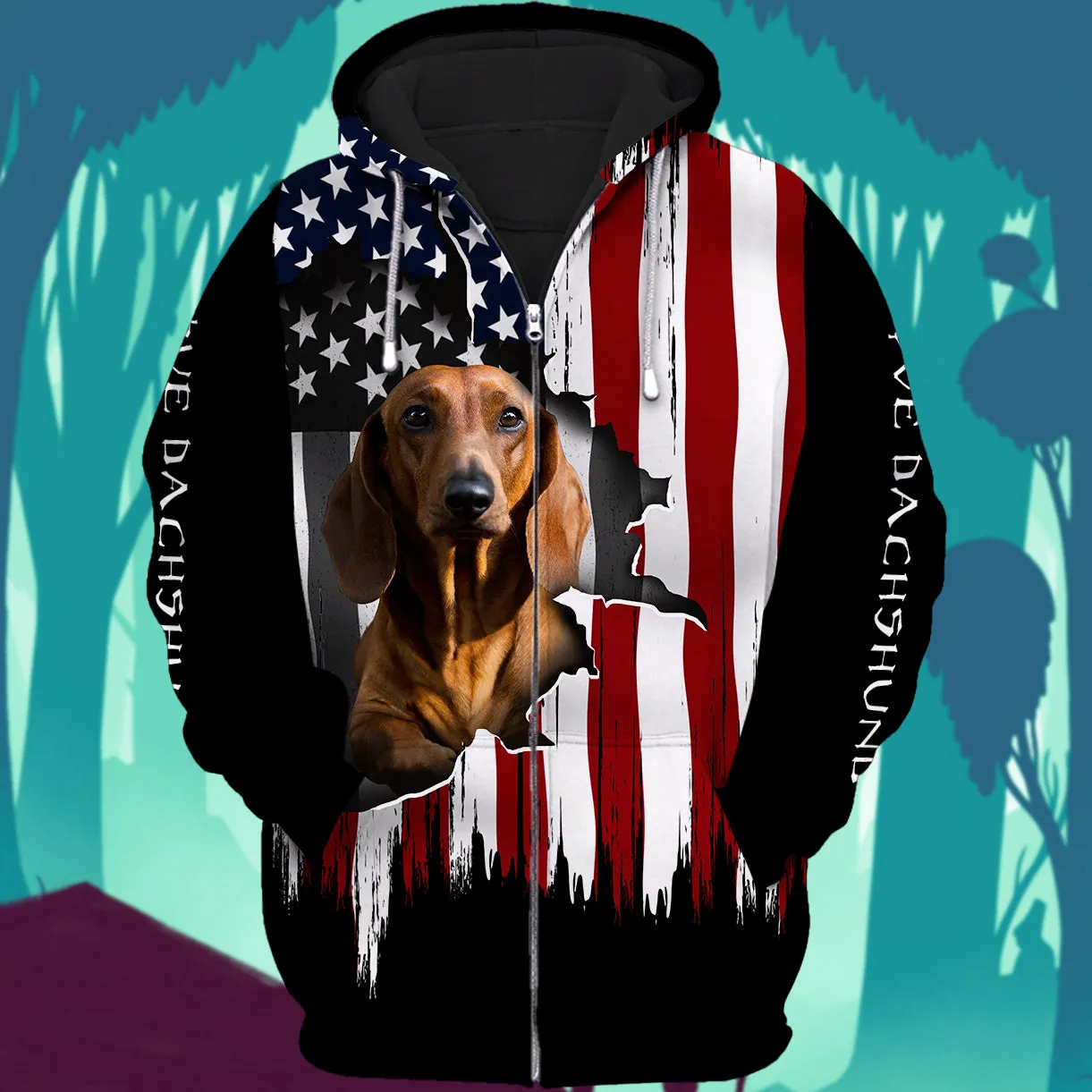 Dachshund Flag American 3D Full Print Shirts