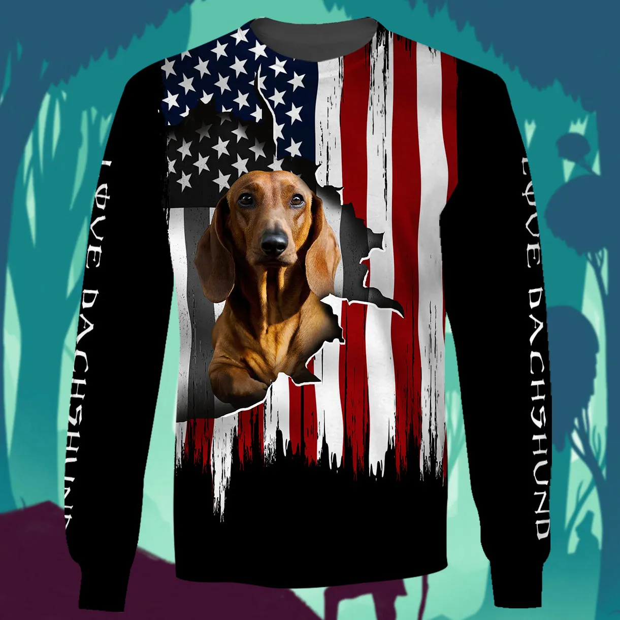 Dachshund Flag American 3D Full Print Shirts
