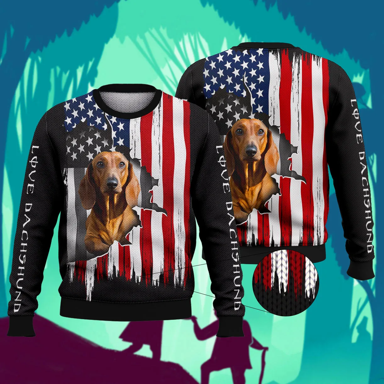 Dachshund Flag American 3D Full Print Shirts