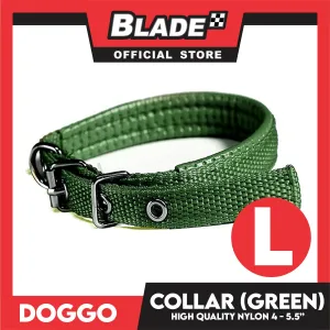 Doggo Dog Collar Adjustable Buckle Large Size (Green) Collar Nylon for Dog