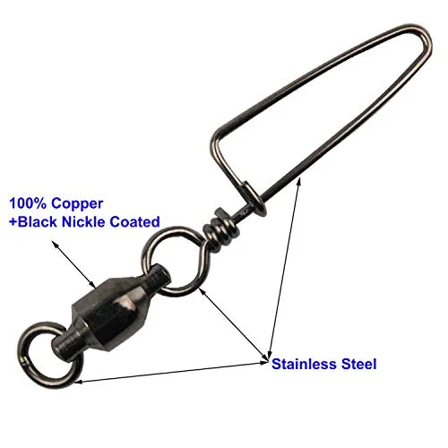 Easy Catch 10 Pack 9# High-Strength Fishing Ball Bearing Swivel with Coastlock Snap, Strong Welded Ring