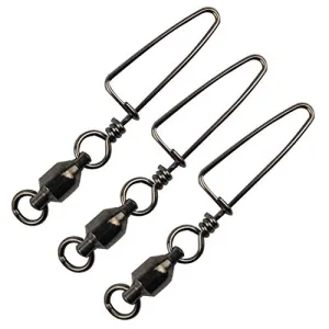 Easy Catch 20pcs/Box Size 3 4 5 6 7 Strong Fishing Ball Bearing Swivel with Solid Welded Ring and High-Strength Coastlock Snap (100% Copper Stainless Steel)