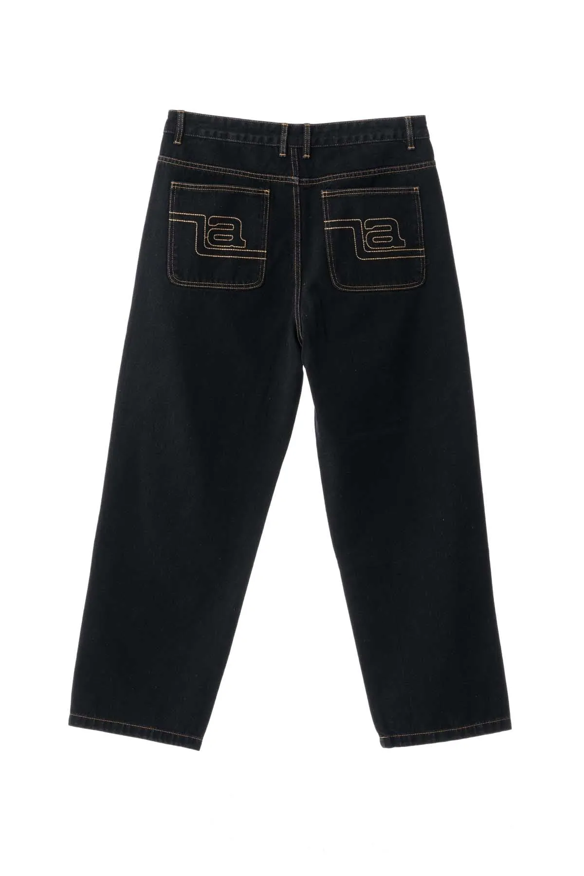 EMB POCKET BULL DENIM PANT - RAW BLACK