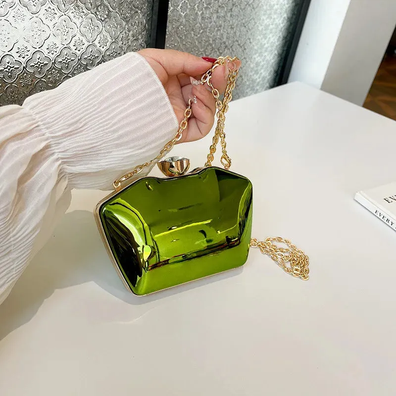 Fashion Wedding Purse Lipstick Bag Women's Handbag 2024 Luxury Gold Geometric Evening Clutch Bag Versatile Crossbody Bag Chain