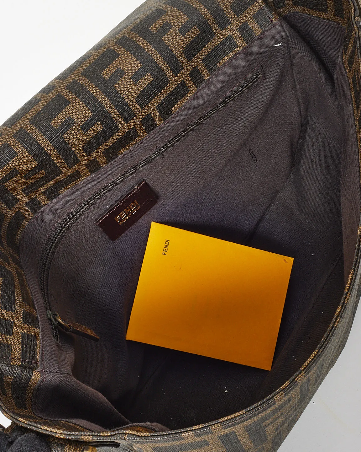 Fendi Brown Tobacco FF Zucca Coated Canvas Flap Messenger Bag