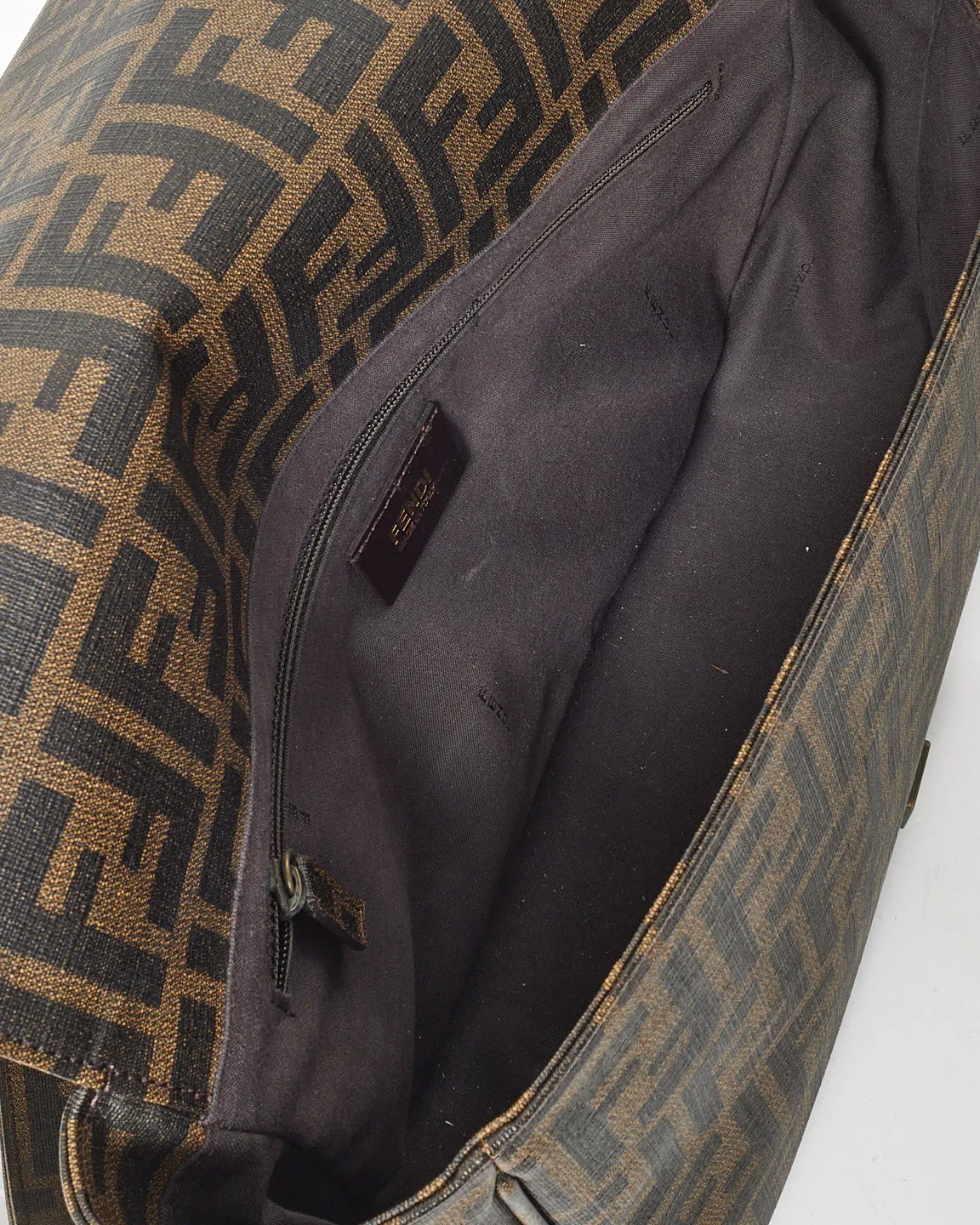Fendi Brown Tobacco FF Zucca Coated Canvas Flap Messenger Bag