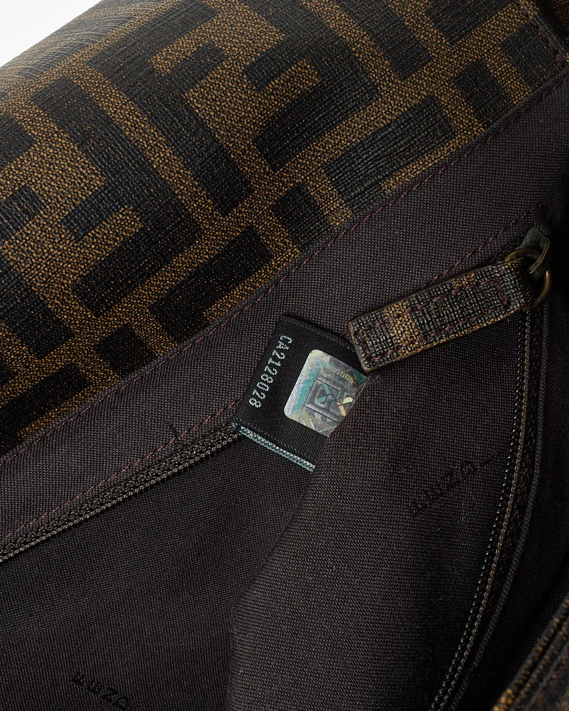 Fendi Brown Tobacco FF Zucca Coated Canvas Flap Messenger Bag
