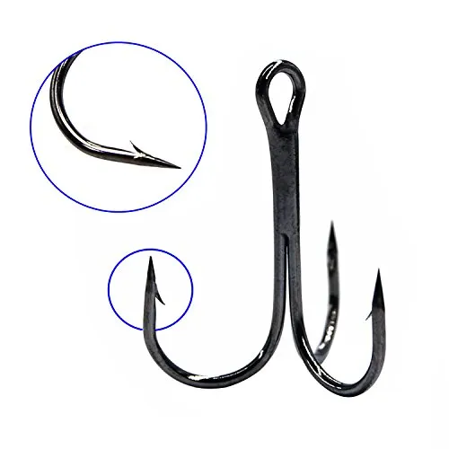 Fishing Treble Hooks Kit High Carbon Steel Hooks Strong Sharp Round Bend for Lures Baits Saltwater Fishing 110pcs/box Mixed 6 Size 4 6 8 10 12 14