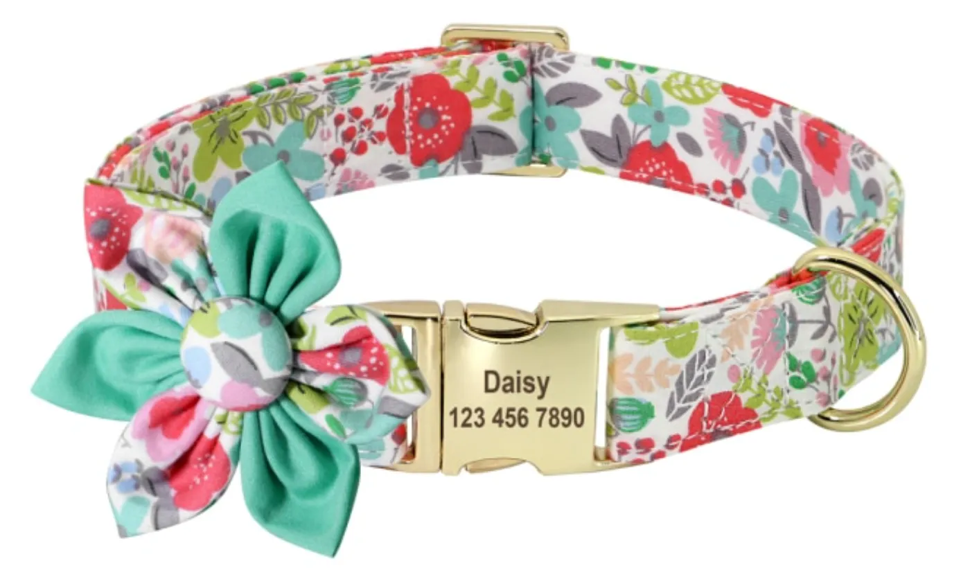 Floral Dog Collars | Personalized Dog ID Collars