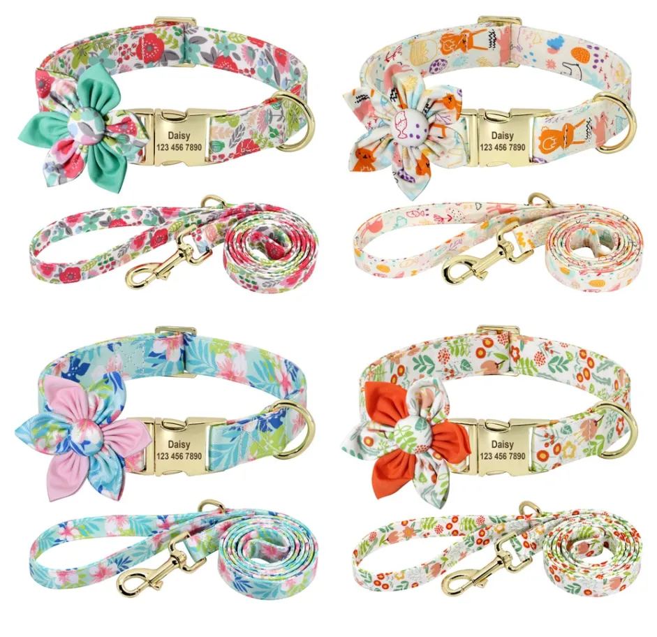 Floral Dog Collars | Personalized Dog ID Collars