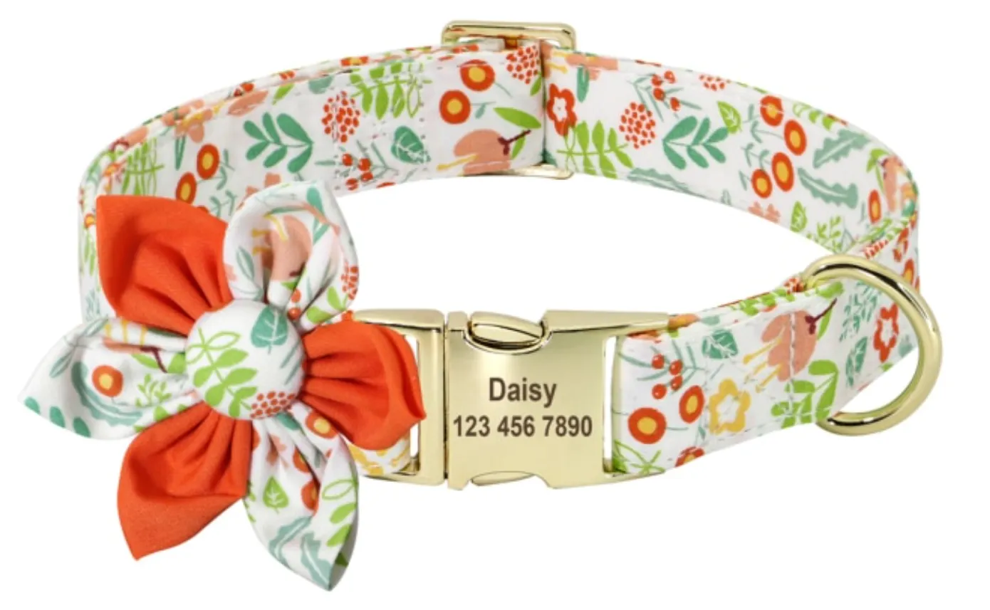 Floral Dog Collars | Personalized Dog ID Collars