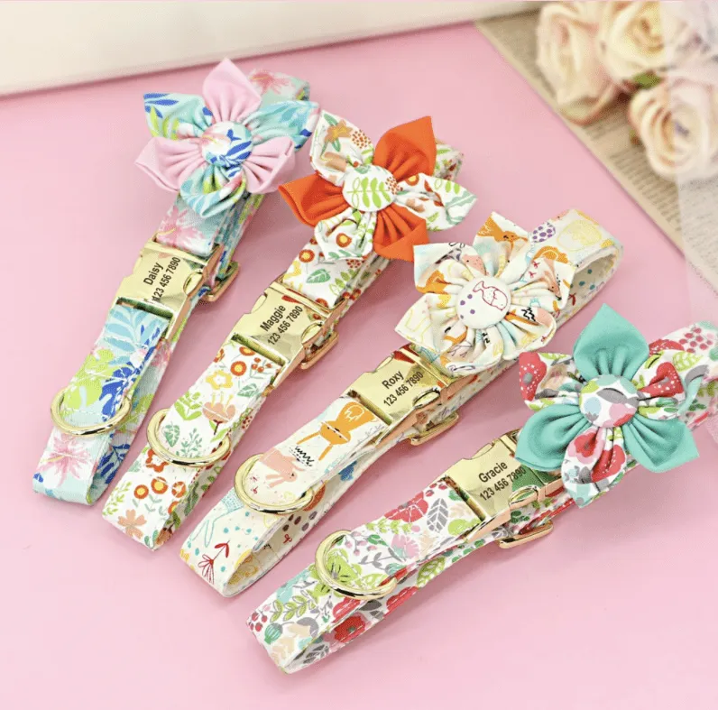 Floral Dog Collars | Personalized Dog ID Collars