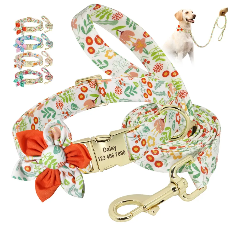 Floral Dog Collars | Personalized Dog ID Collars